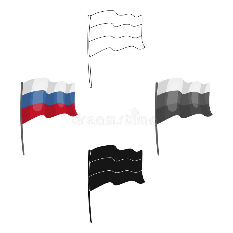 Russia Country Black Silhouette And With Flag On Background Stock