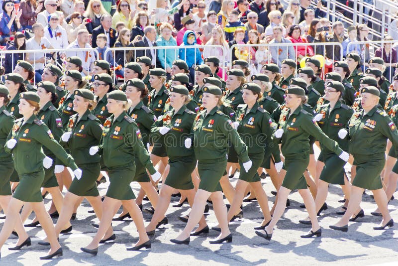 Russian Female Soldiers Military Parade