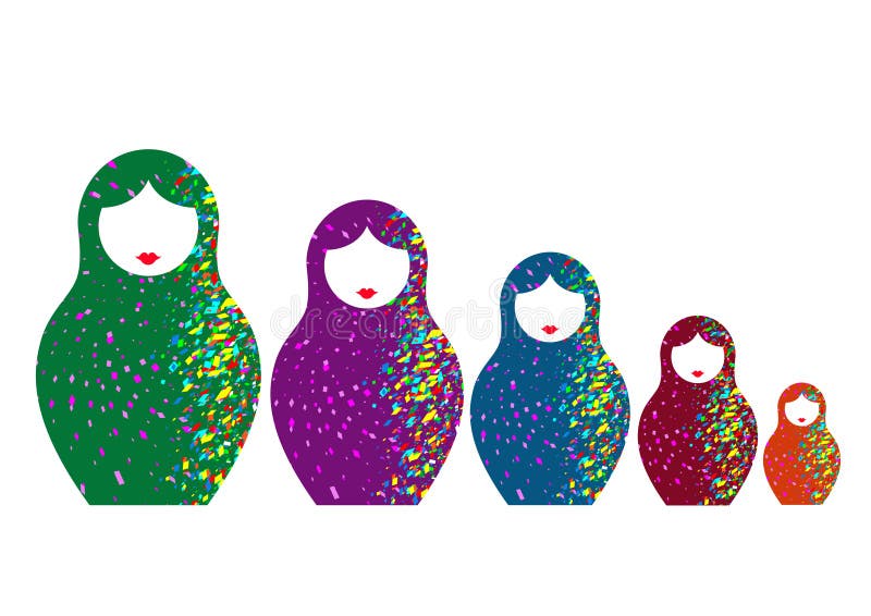 Russian nesting dolls matrioshka, set icon colorful symbol of Russia. Multi colored style. vector isolated on white background royalty free illustration Russian nesting dolls matrioshka, set icon colorful symbol of Russia. Multi colored style. vector isolated on white background royalty free illustration