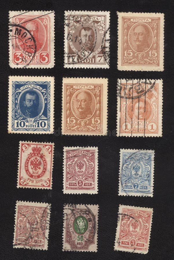 RUSSIAN OLD STAMPS stock photos