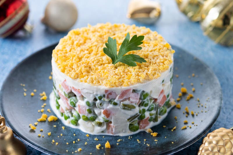 Russian Salad or Olivier Salad for Christmas Dinner Stock Photo - Image ...