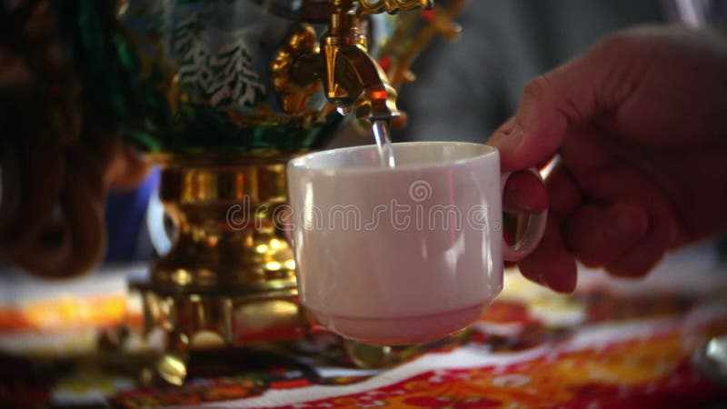 Russian traditions of tea drinking. Russian samovar on the table. still life. tea drinking at the table