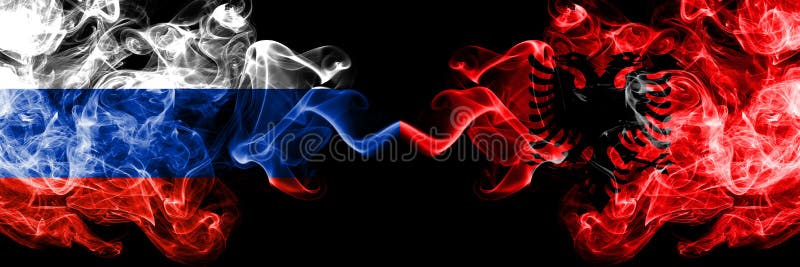Waving Albanian And Russian Flags Stock Illustration - Illustration of