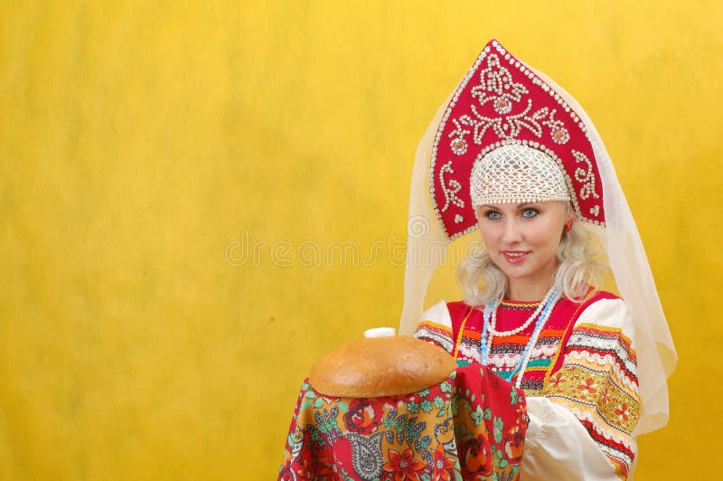 Russian woman in a folk russian dress