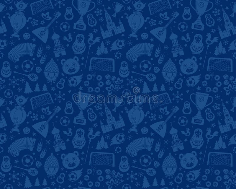 russian world cup soccer football championship blue russia silhouette icon logo seamless background abstract pattern vector 105685116