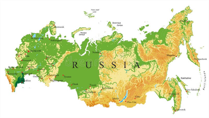 Russland-Reliefkarte