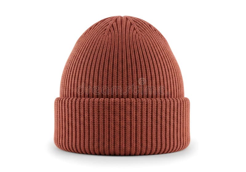 Rust colored knitted beanie isolated on white background royalty free illustration