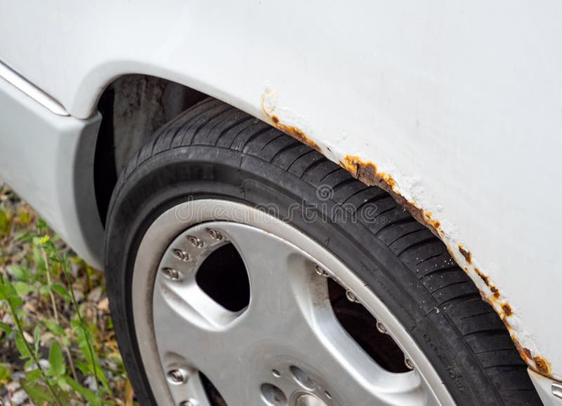 Rust on fender car repair stock image. Image of blue 194418745