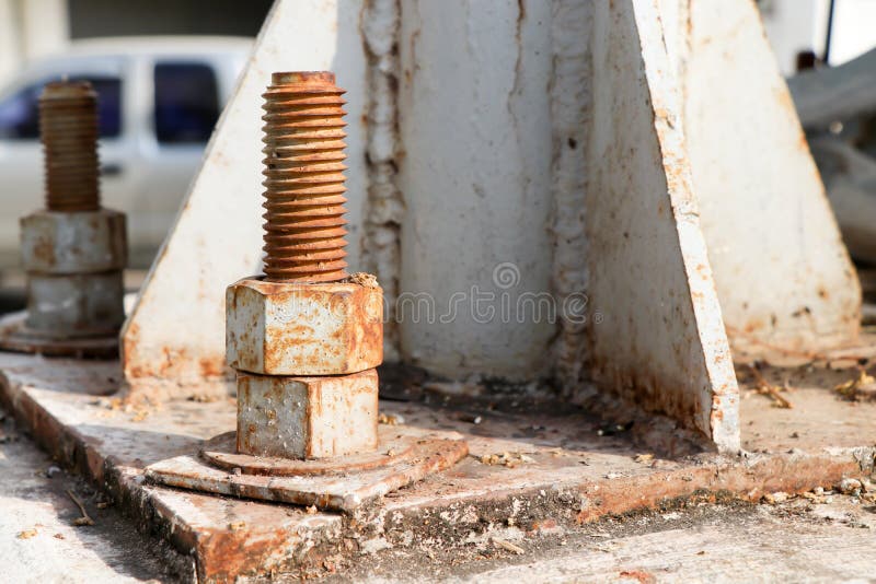 Rust steel nuts and bolts stock photo. Image of bolts 88989656