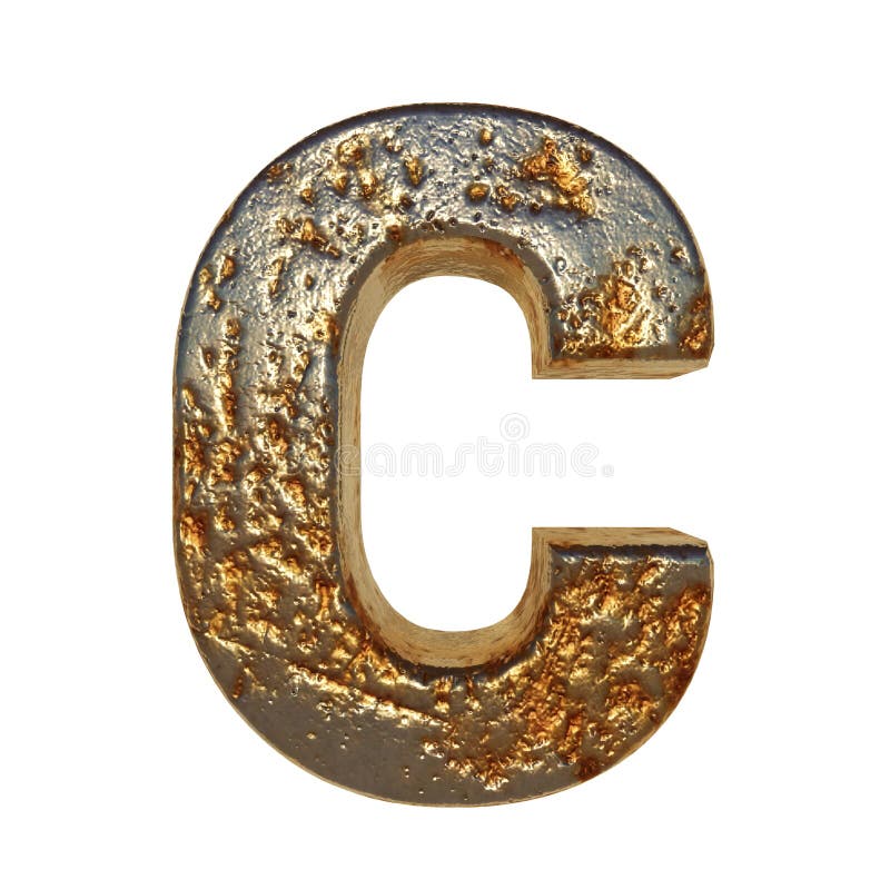 Rusted metal letter C vector illustration