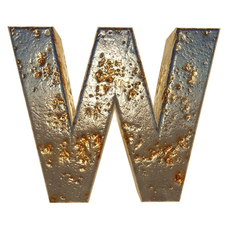 Rusted metal letter W stock illustration. Illustration of metallic