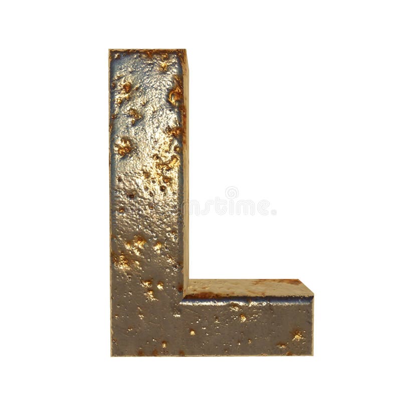 Rusted metal letter L vector illustration
