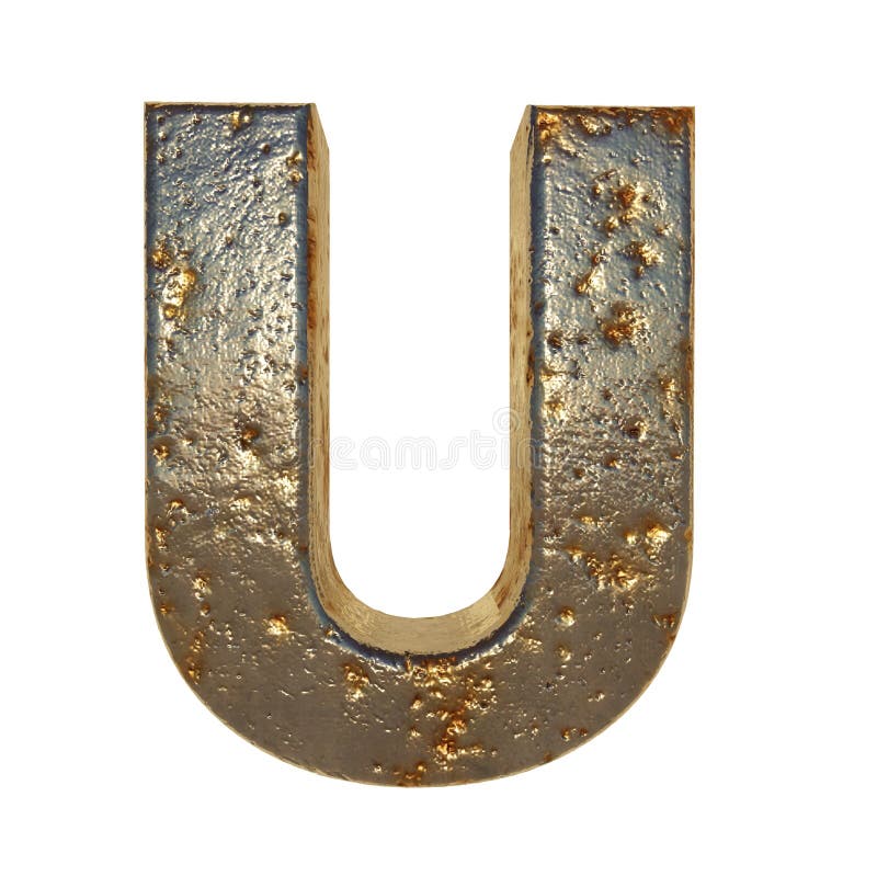 Rusted metal letter U stock illustration