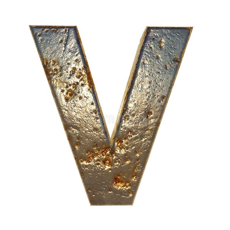 Rusted metal letter V vector illustration