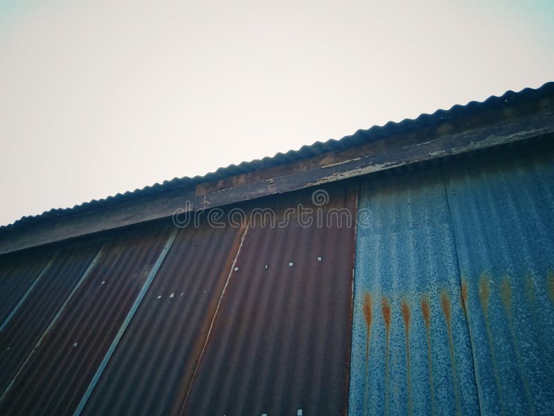 Rusted zinc roof stock photo. Image of industrial, color 148284402