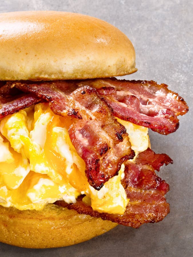 Rustic American Bacon Egg and Cheese Sandwich Stock Photo Image of