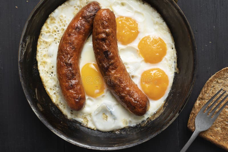 Rustic American Sausage and Eggs Breakfast Stock Image Image of fastfood, disease 137939451