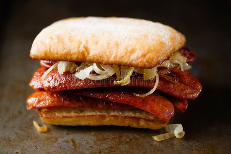 Rustic Argentine Sausage Sandwich Stock Image Image of choripan, salt