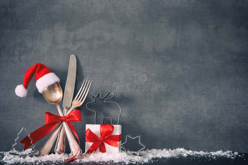 Christmas dinner table place setting background