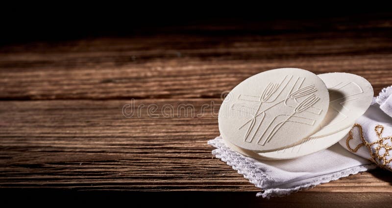 rustic banner with Hosties or Sacramental Bread royalty free stock photos rustic banner with Hosties or Sacramental Bread royalty free stock photos