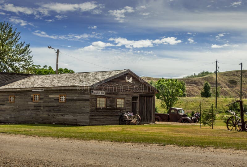 Rustic Buildings in Downtown Heskith Alberta Canada Stock Photo Image