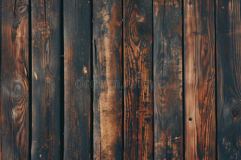Rustic Burnt Wood Texture Background, AI Generated Stock Illustration