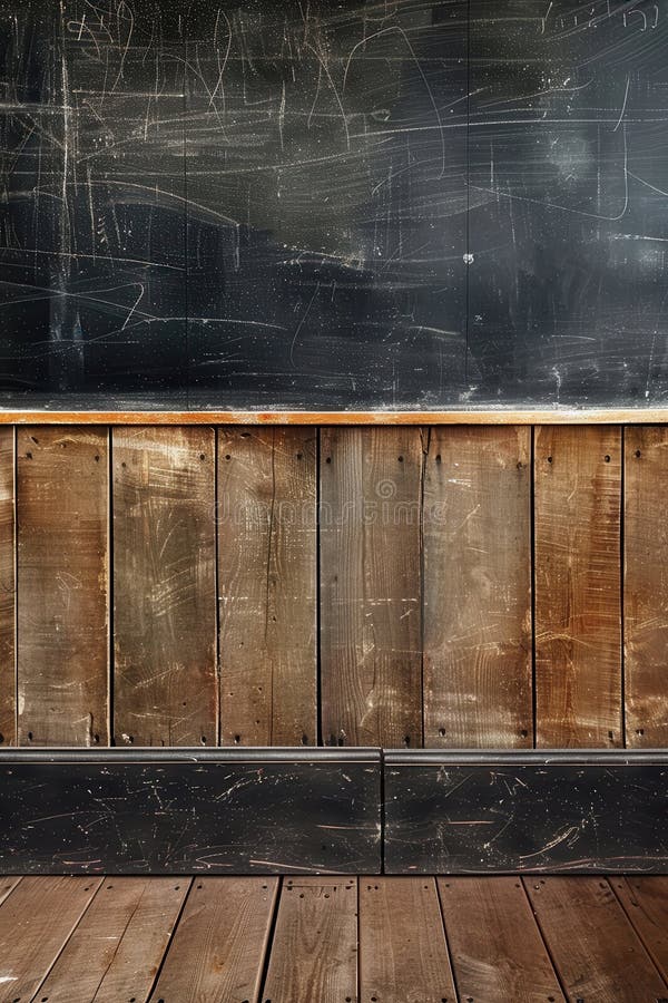 Rustic Classroom Design with Wooden Textures and Classic Chalkboard Aethetic zdjęcia stock