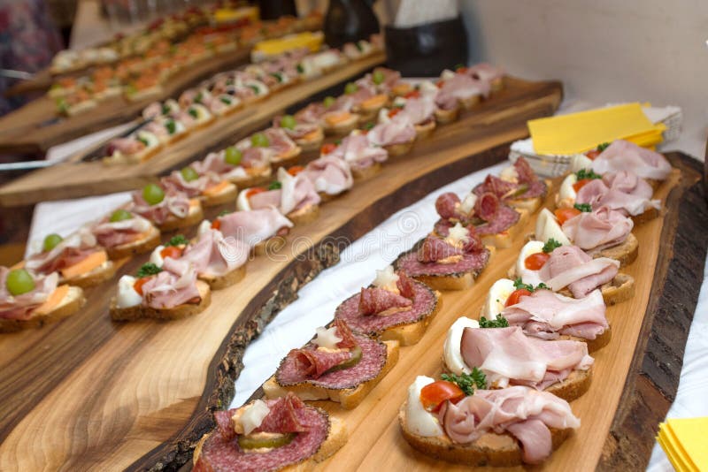 Rustic Cold Buffet on Wooden Board Stock Photo Image of fresh