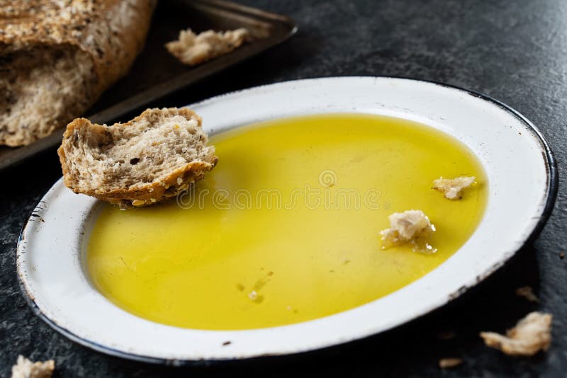 Rustic Crusty Bread with Olive Oil Dip Stock Image Image of food