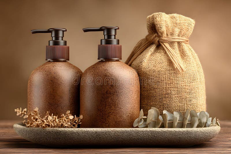 Rustic Spa Essentials Display with Eco-Friendly Packaging and Natural Elements Generative AI royalty free stock photography