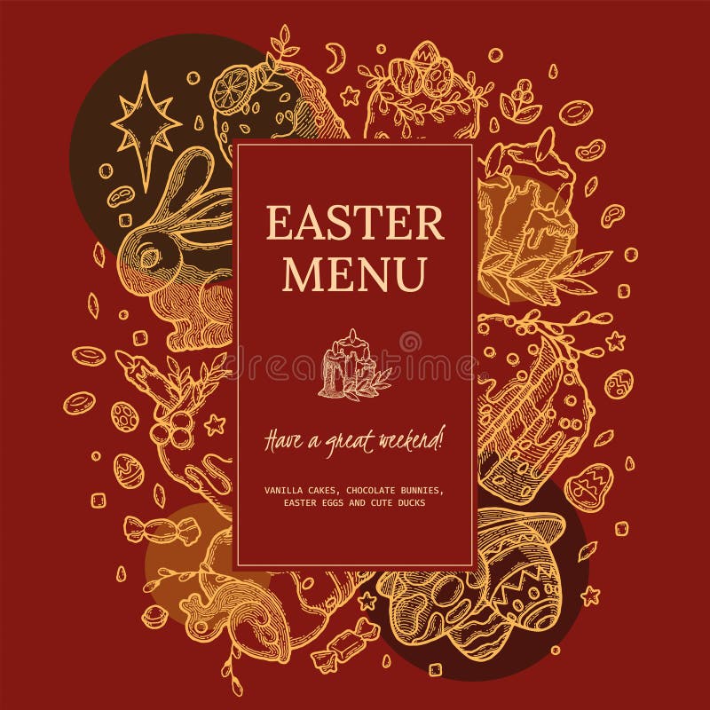 Rustic Easter Menu As Vector Image. Ready To Use Template for Postcard