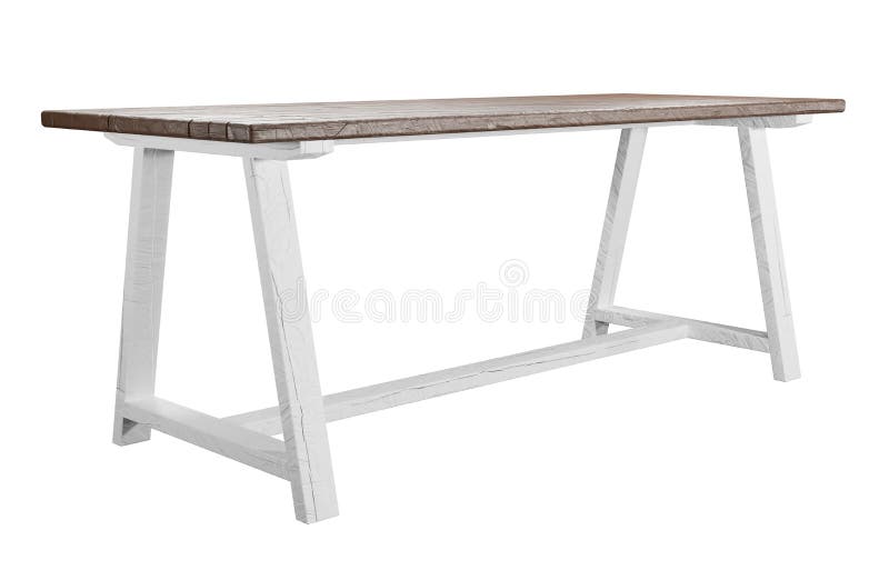 Rustic, empty table isolated on white background with clipping path included. 3D render. stock illustration Rustic, empty table isolated on white background with clipping path included. 3D render. stock illustration