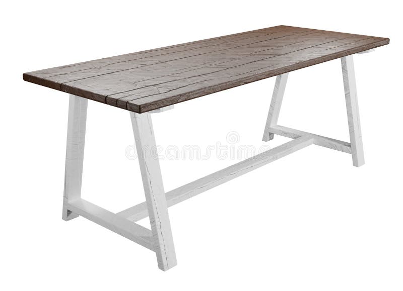 Rustic, empty table isolated on white background with clipping path included. 3D render. stock illustration Rustic, empty table isolated on white background with clipping path included. 3D render. stock illustration