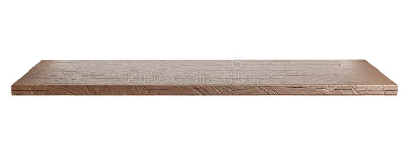 Rustic, empty tabletop or shelf isolated on white. Clipping path included. Suitable for product display. 3D render stock illustration Rustic, empty tabletop or shelf isolated on white. Clipping path included. Suitable for product display. 3D render stock illustration