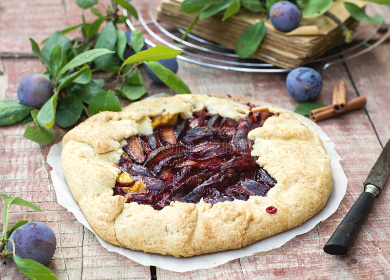 Rustic Galette Fruit Tart with Plums and Cinnamon Stock Image - Image ...