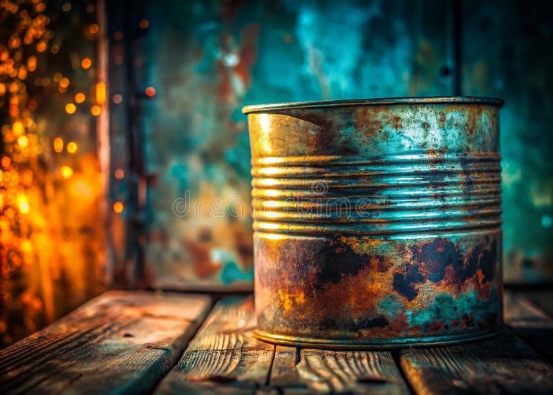 Rustic Galvanized Metal Container Background A Vintage Texture Perfect for Branding Packaging and Design Projects stock illustration