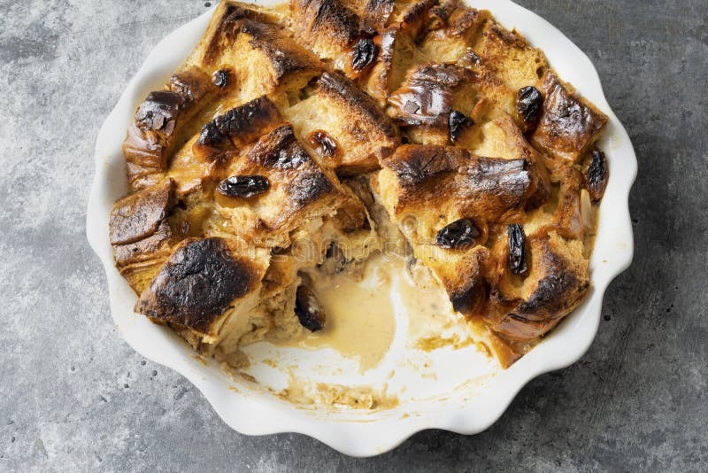 Rustic Golden English Bread and Butter Pudding Stock Image - Image of ...