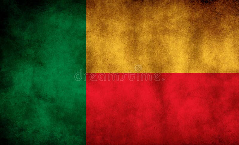Rustic, Grunge Benin-flagga royaltyfri illustrationer