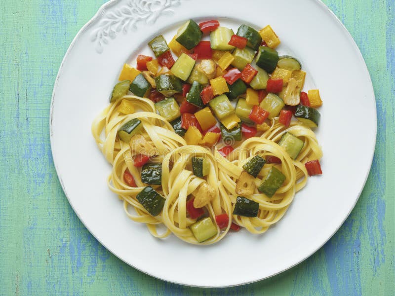 Rustic Healthy Italian Pasta Primavera Stock Photo Image of primavera