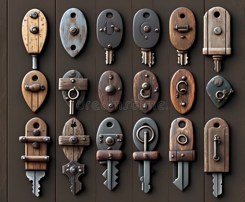 Rustic Keys, Generative AI Illustration Stock Illustration