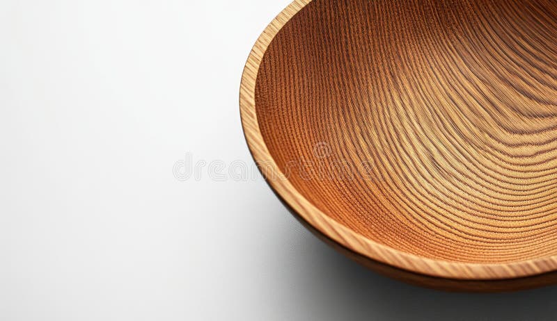 Rustic Light Brown Wooden Bowl på vit bakgrund royaltyfri illustrationer