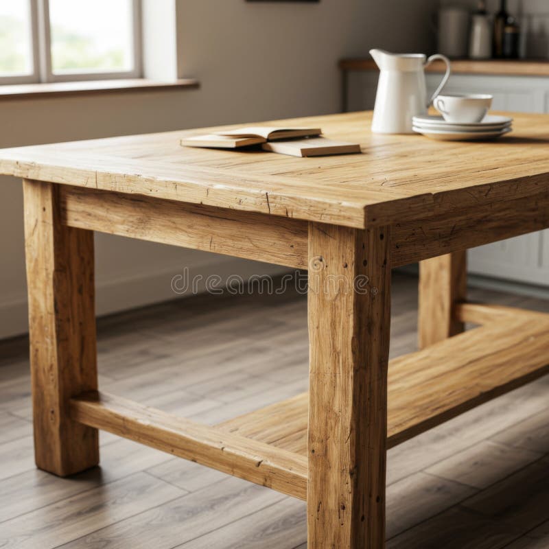 Rustic Light Brown Wooden Kitchen med Shelf royaltyfri illustrationer