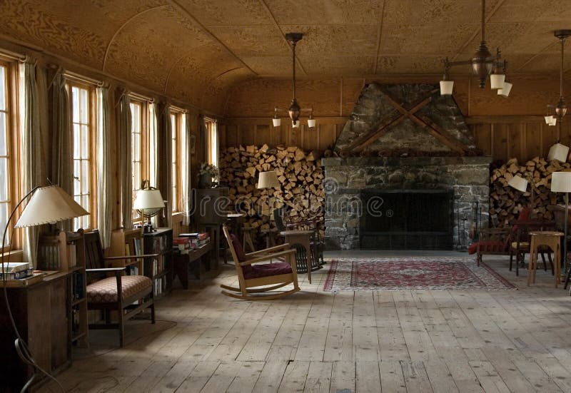 Rustic lodge interior