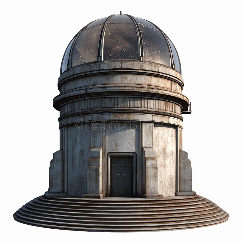 Rustic Observatory Building with the Glass Dome Featuring the Gwiry Night Sky ilustracja wektor