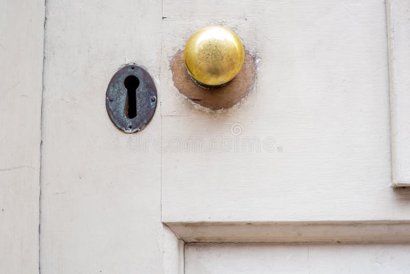 Rustic Old Door Knob and Key Lock Stock Photo Image of path, american