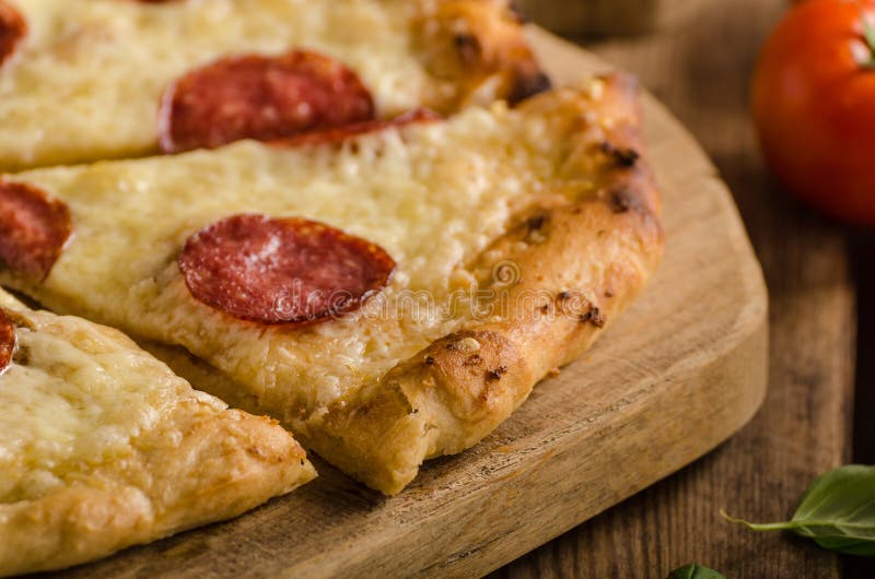 Rustic Pizza with Tomato, Cheese, Salami Stock Image Image of italian