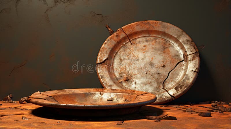 Rustic Plate: Realistic Still Life With Dramatic Lighting royalty free illustration