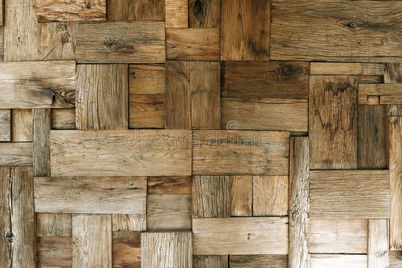 Rustic Reclaimed Wood Block Wall Texture Background stock photos