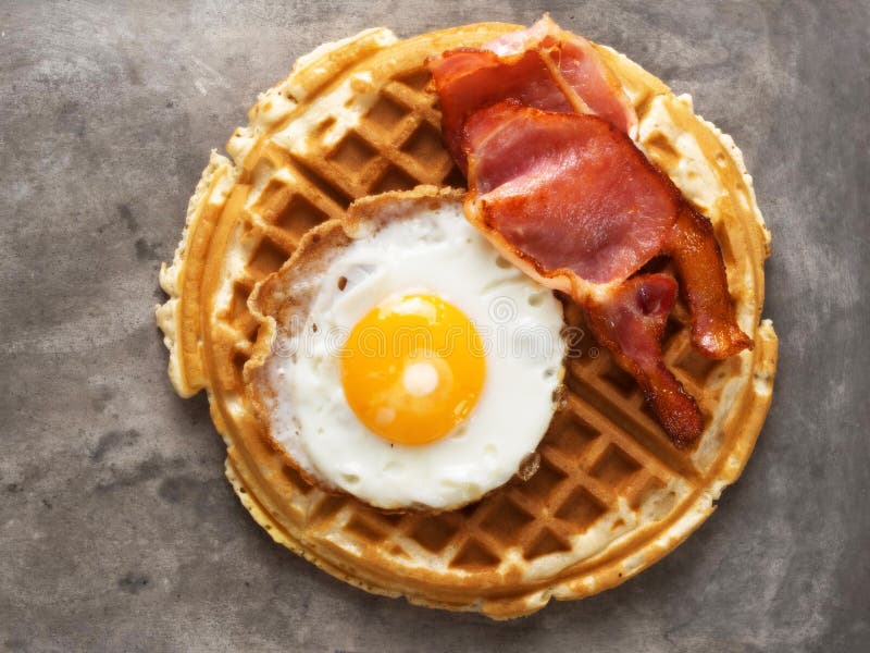 Rustic Savory Bacon and Egg Waffle Stock Photo Image of rustic, food 77696950