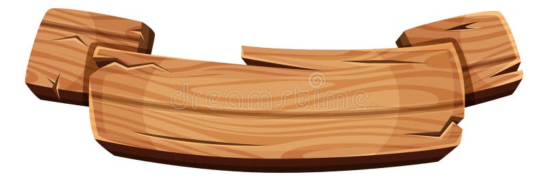Rustic signboard with wood texture. Empty cartoon ribbon stock illustration